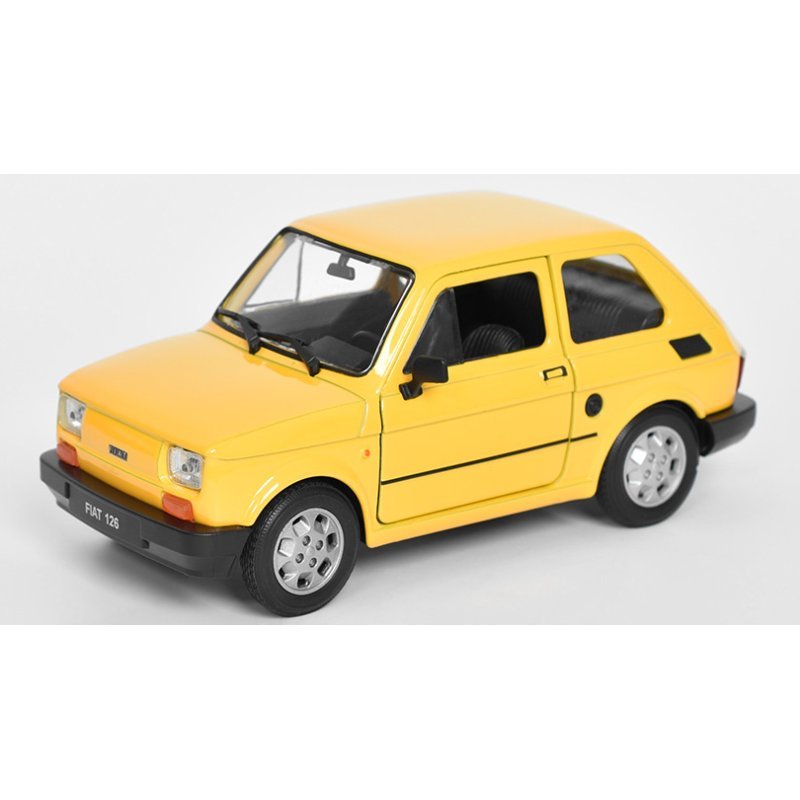 Welly FIAT 126 Rot Modellauto 1/24 – Metall/Plastik, Türen & Heckklappe öffnen, Lenkung Funktioniert (ca. 15 Cm)