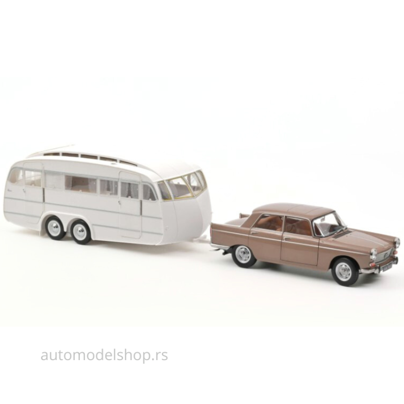 Peugeot 404 - Brown metallic -1965 with Caravan Hénon