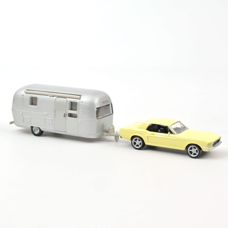 Ford Mustang 1 Meadowlark Yellow and Airstream Caravan 1968