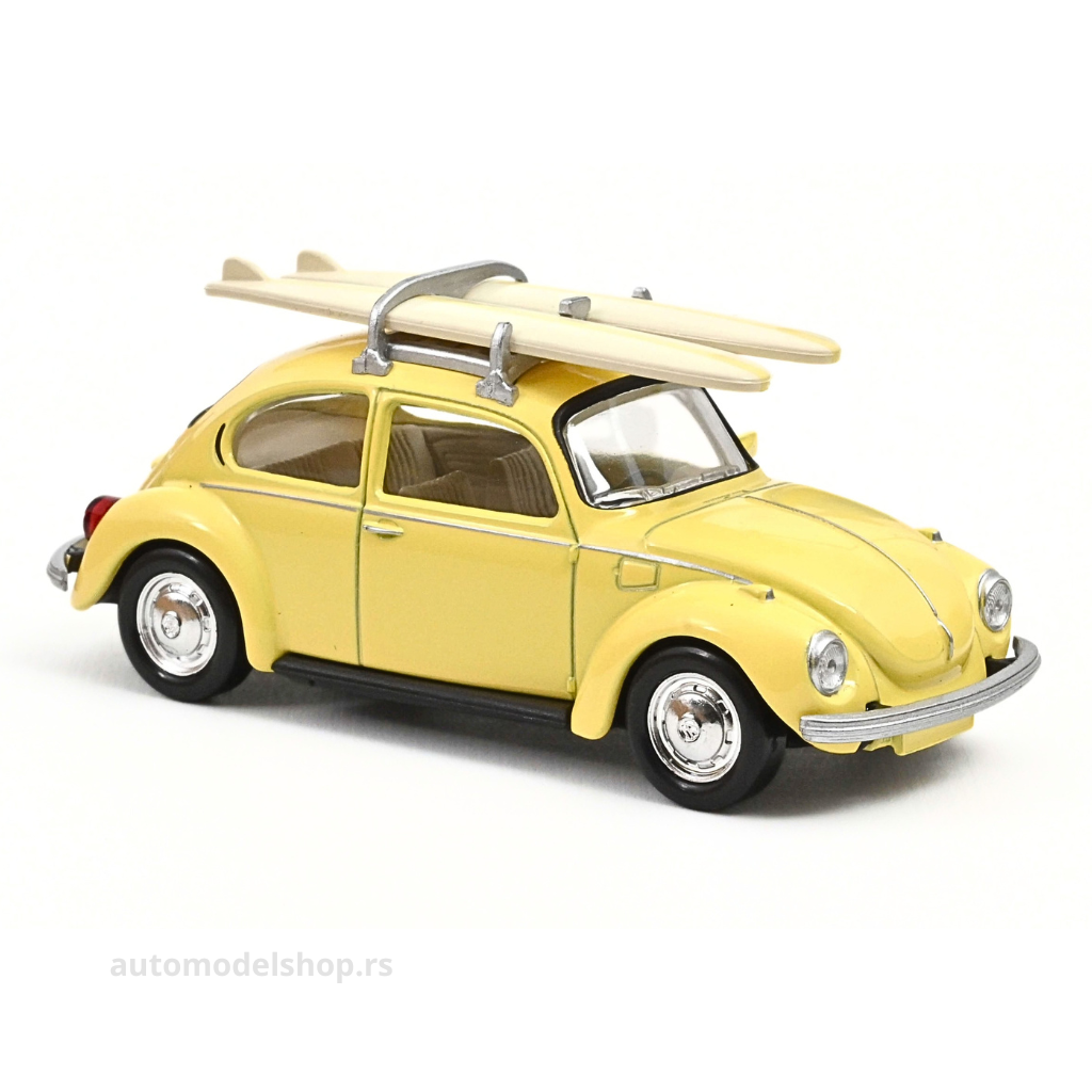 VW Beetle 1303 - Pastel Yellow with Surfboards - 1973
